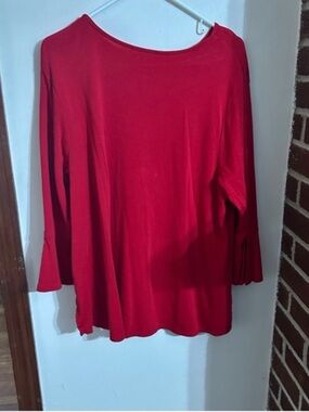 J. Jill Size 2x Pima Cotton Red Long Sleeve Tee
